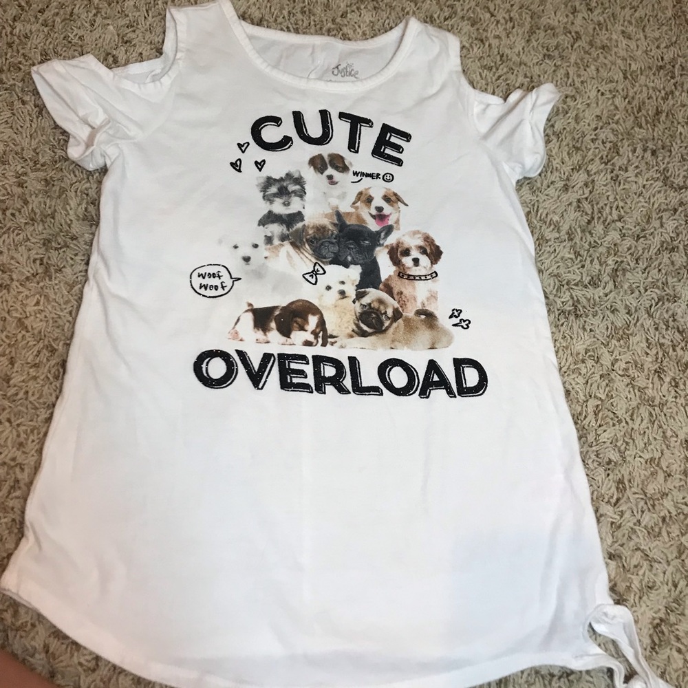 An off the shoulder tee